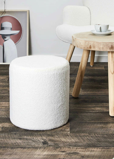 Pouf doux en maille bouclette, clair Blanc