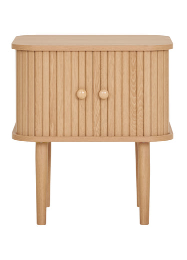 Table de chevet avec portes coulissantes Naturel