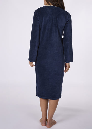 Chemise de nuit longue en velours chaud Bleu Chine