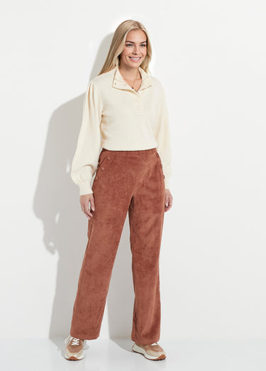 Pantalon large velours milleraies Marron