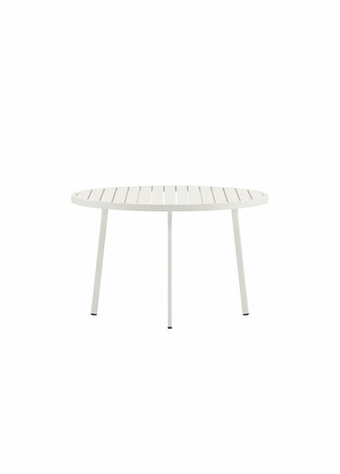 Table de jardin alu rainuré, diam 120cm Beige