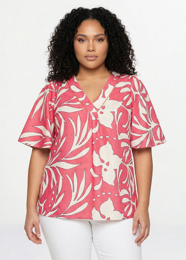 Tunique ample longue Rose/Ecru