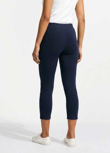 Legging court uni ceinture élastiquée Marine
