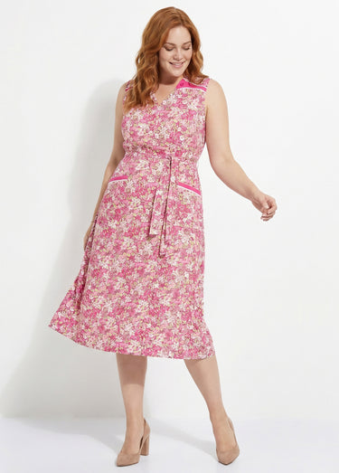 Tablier zippé sans manches fleuri Rose