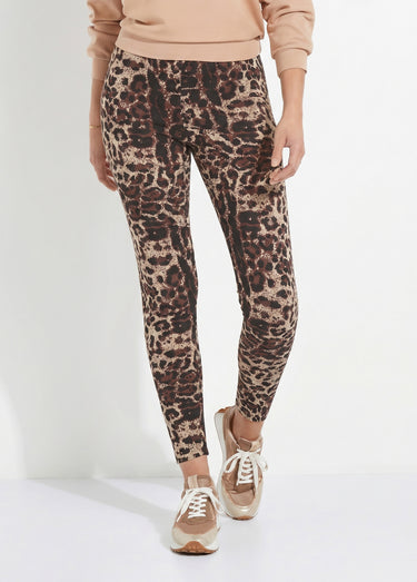 Legging taille élastiquée jacquard peau de bête Beige/Noir