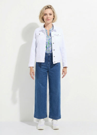 Veste en jean coupe droite stretch Blanc