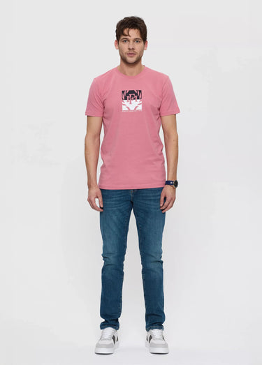 T-shirt col rond avec logo poitrine Rose