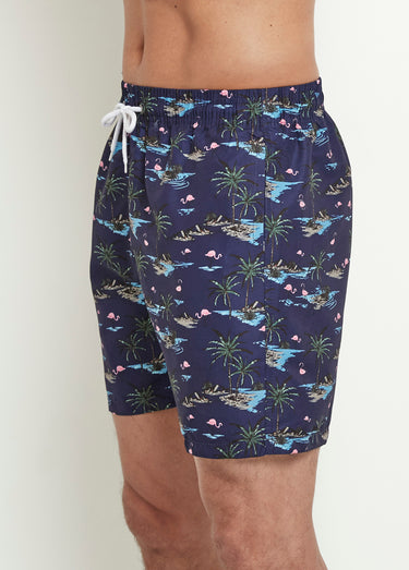Caleçon de bain motif flamants roses Marine
