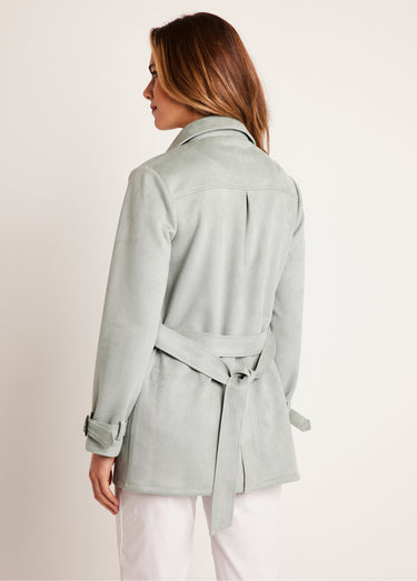 Manteau court tissu suédé Aqua