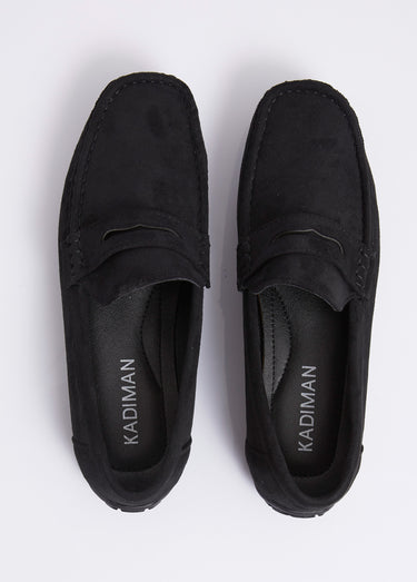 Mocassins suédine, semelle antidérapante Noir