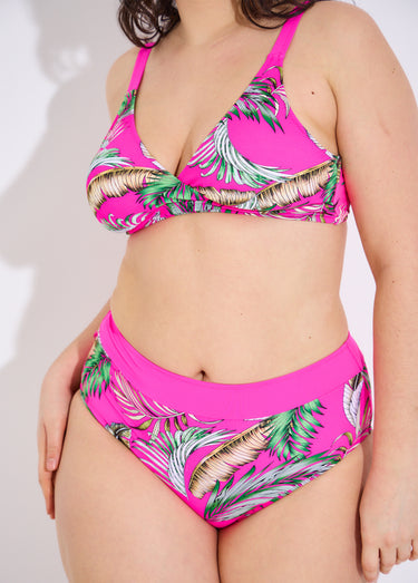 Maillot de bain 2 pièces motifs palmes Fuchsia Imprime