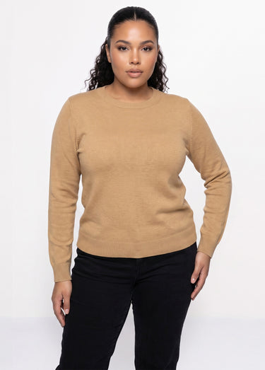 Pull doux col rond manches longues Camel