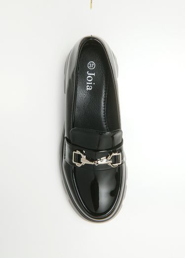Moccasins vernis et mors, semelle crantée Vernis Noir