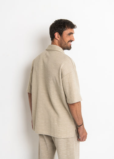 Polo en maille avec col à pointes Beige
