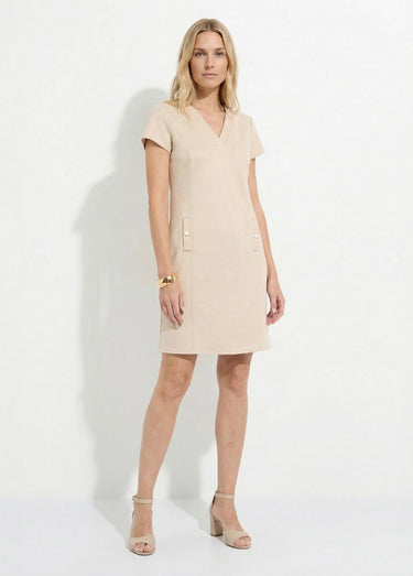Robe courte tissu suédé velouté Beige