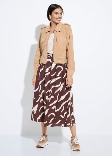 Blouson zippé court velours grosses cotes Beige