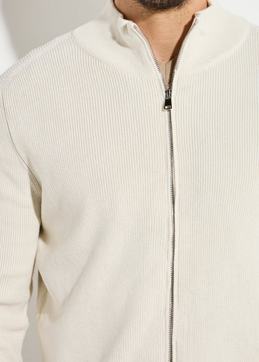 Gilet zippé en maille avec col montant Blanc
