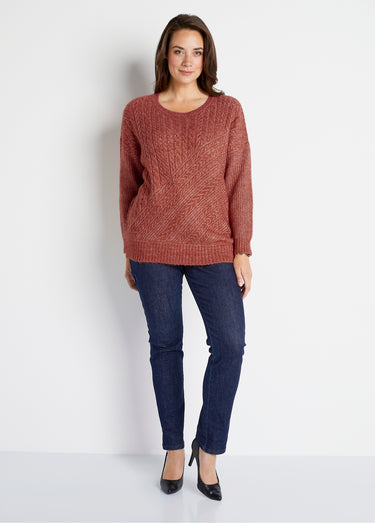 Pull maille chinée perlée torsadée col rond Tomette