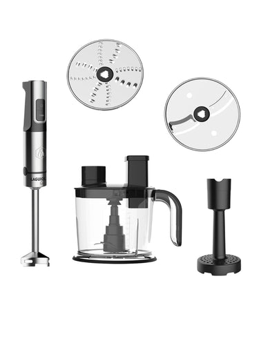 Set 10 pièces Mixeur plongeant 1200W inox Gris
