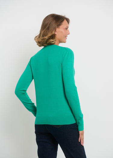 Pull manches longues maille fine jauge Vert