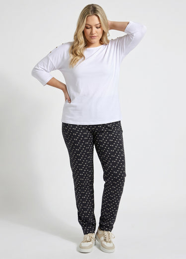 Legging coton stretch taille élastiquée Imprime Marine
