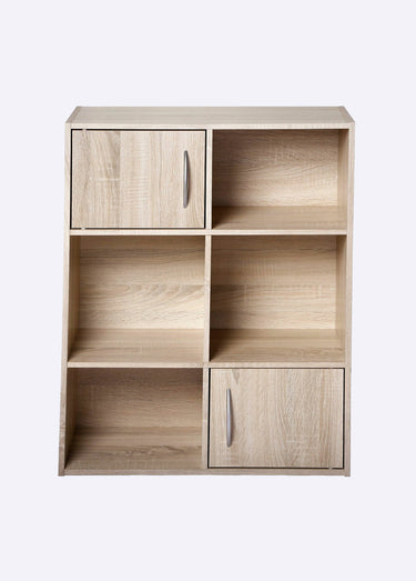 Etagère de rangement 6 cases + 2 portes Marron Clair