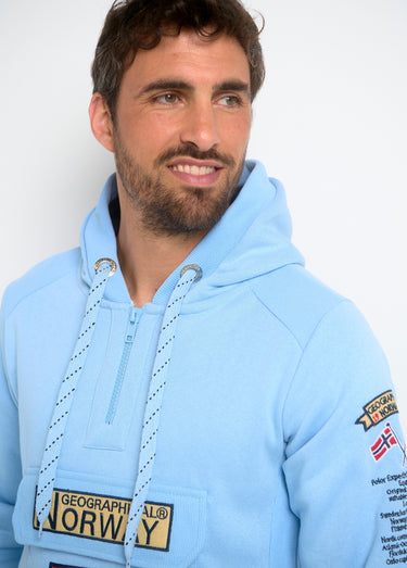 Sweat à capuche demi zip manches longues Bleu Ciel