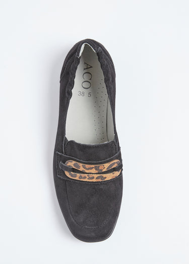 Mocassins cuir velours élastiqués largeur confort Velours Noir