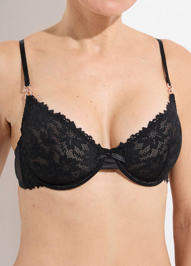 Ensemble strass soutien gorge + string Noir