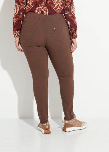 Pantalon extensible taille élastiquée Marron