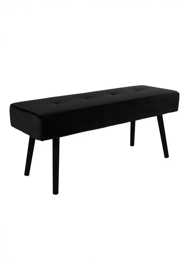 Banc monochrome en velours capitonné Noir