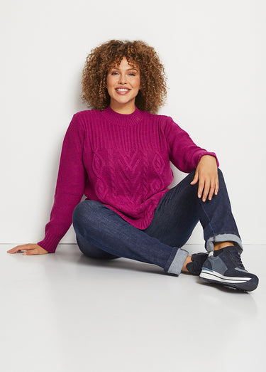 Pull  style irlandais Cassis