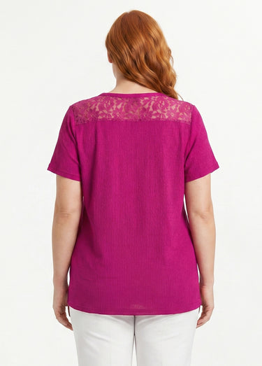 T-shirt court dentelle Cassis