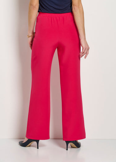 Pantalon large uni taille semi-élastiquée Fuchsia