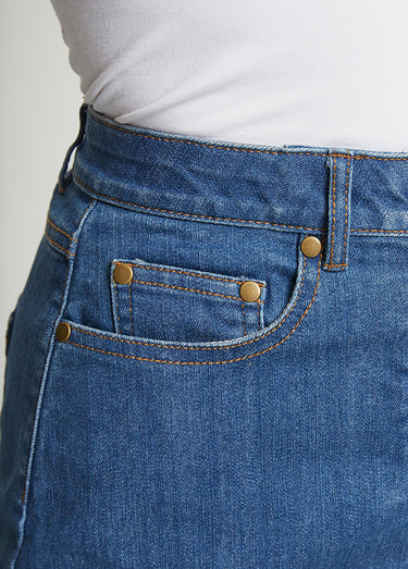 Jupe trapèze en jean stretch Bleu