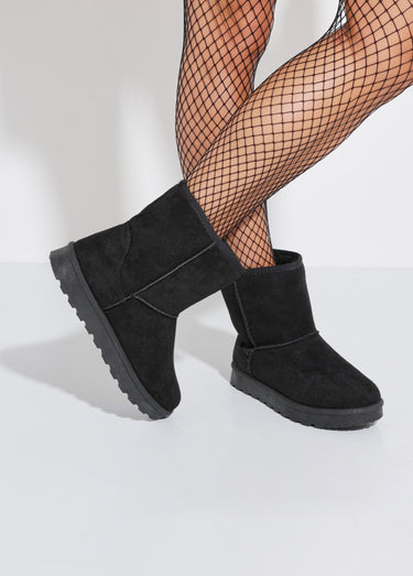 Boots fourrées chaudes semelle compensée Noir