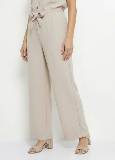 Pantalon souple texturé, noué taille Sable