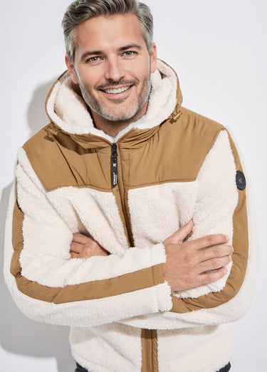 Veste chaude polaire sherpa façon moutonné Camel
