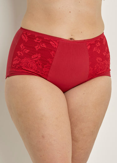 Gaine-culotte taille haute dentelle, LOVELY LACE Carmin