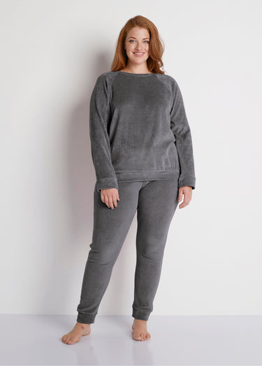 Pantalon de pyjama en velours côtelé Gris Anthracite