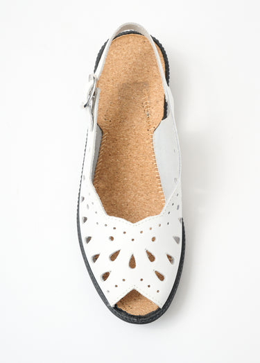 Sandales compensées largeur confort cuir Blanc