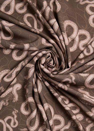 Coupon tissu animalier serpent 2m x 1,4m Kaki Imprime