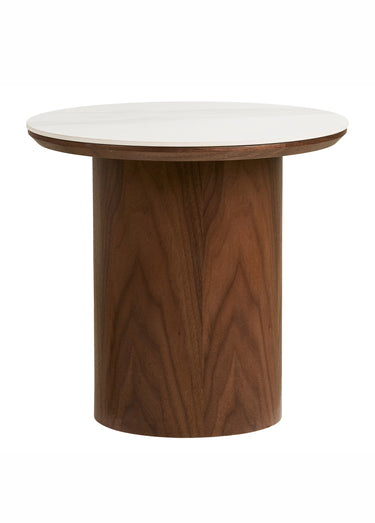 Table d'appoint céramique et frêne NOLI Blanc/Brun foncé