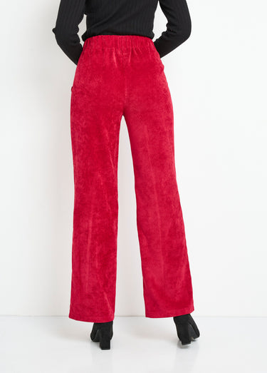 Pantalon large velours milleraies Rouge