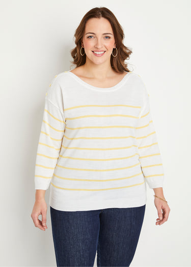 Pull fin rayé Blanc/Vanille