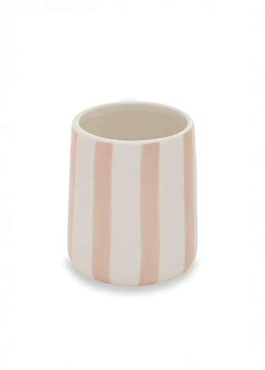 Gobelet à brosse à dents céramique rayée Rose