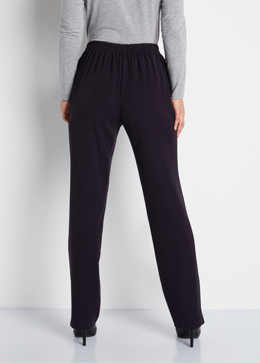 Pantalon infroissable taille semi élastiquée Prune