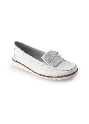 Mocassins femme en cuir véritable Blanc