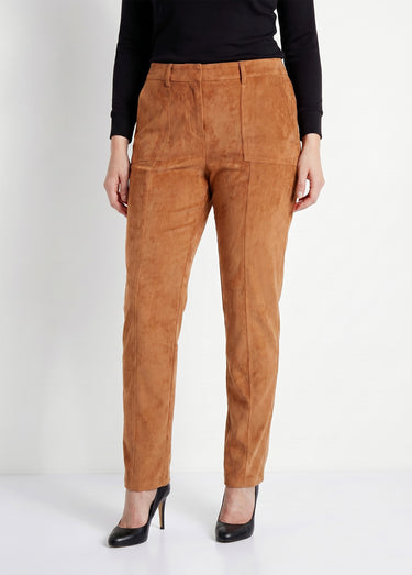 Pantalon droit taille élastiquée velours milleraies Caramel