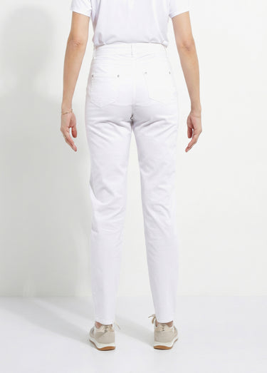Pantalon droit coton stretch 5 poches Blanc